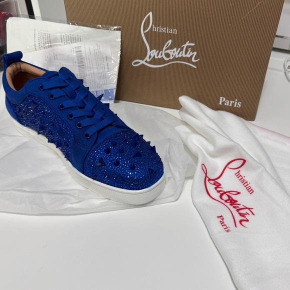 Christian Louboutin Royal Blue Embellished Sneakers